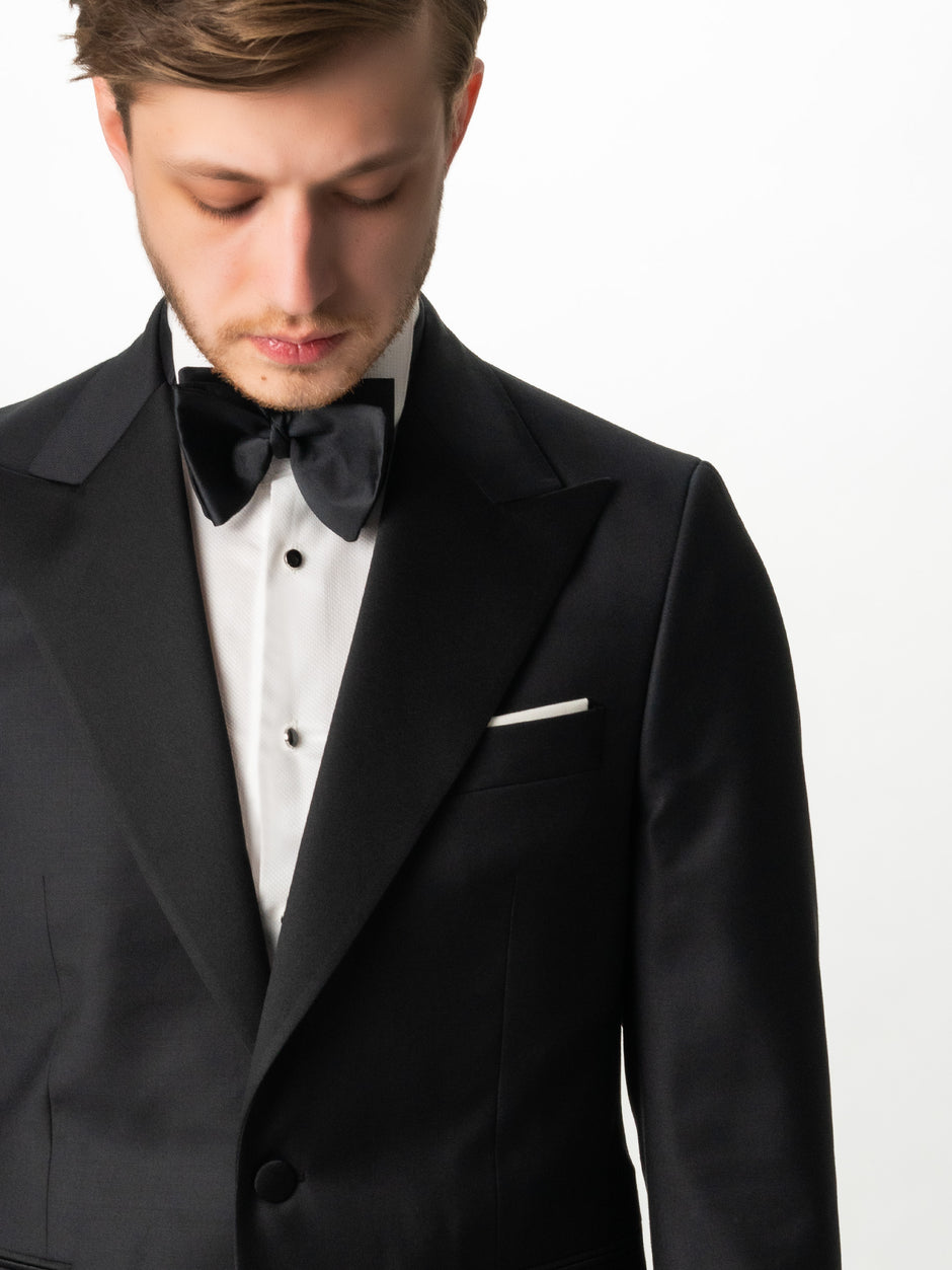 Costum Barbati Negru Smoking Ceremonie Lana Vitale Barberis 110'S BMan0012 (3)