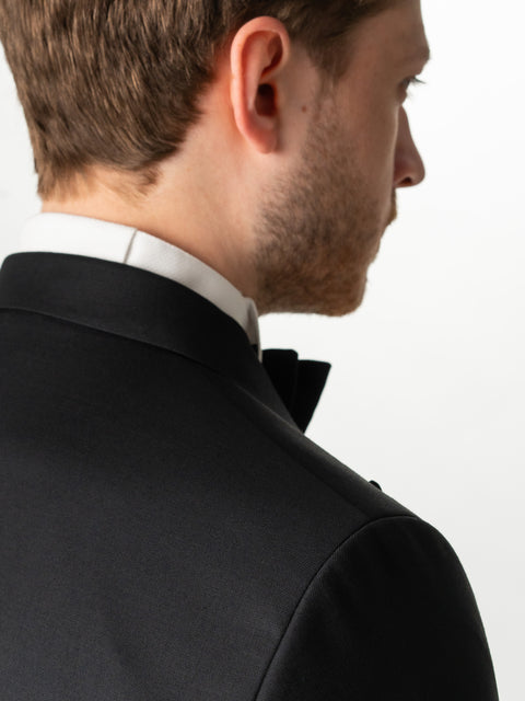 Costum Elegant Barbati Negru Smoking  De Ceremonie 100% Lana BMan0012 (9)