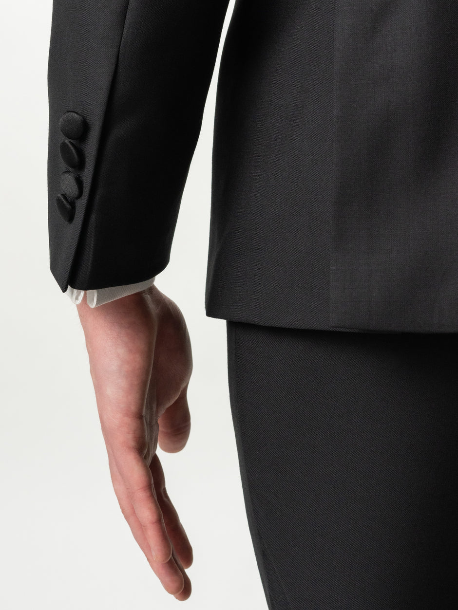 Costum Barbati Negru Smoking Ceremonie Lana Vitale Barberis 110'S BMan0012 (7)
