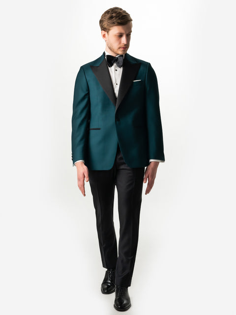 Costum Mire Verde Petrol Tip Smoking Ceremonie Rever Ascutit BMan0009 (6)