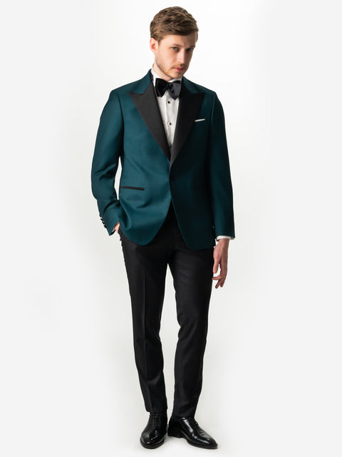 Costum Mire Verde Petrol Tip Smoking Ceremonie Rever Ascutit BMan0009 (2)