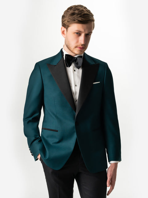 Costum Mire Verde Petrol Tip Smoking Ceremonie Rever Ascutit BMan0009 (4)