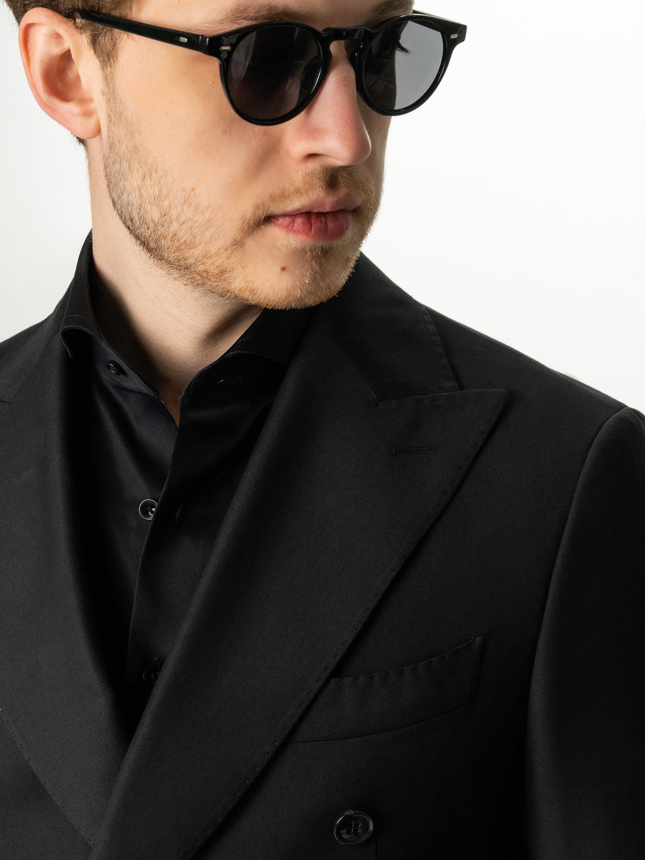Costum Barbati Negru Doua Randuri Formal Lana Sarto BMan0023 (3)