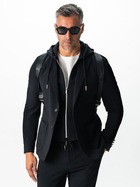 Costum Negru Premium City Flexo Barbati Modern Casual & Office Gluga Detasabila Toamna & Iarna BMan0030 (8)