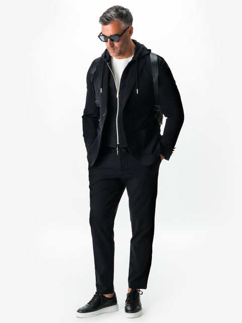 Costum Negru Premium City Flexo Barbati Modern Casual & Office Gluga Detasabila Toamna & Iarna BMan0030 (2)