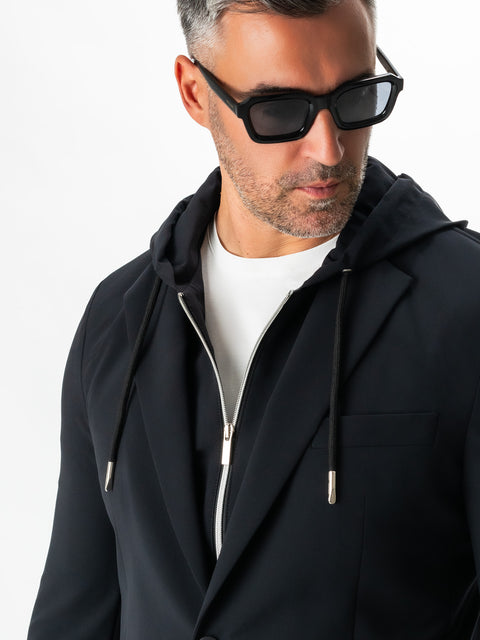 Costum Negru Premium City Flexo Barbati Modern Casual & Office Gluga Detasabila Toamna & Iarna BMan0030 (3)