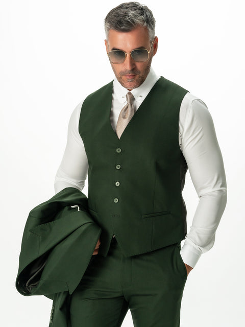 Costum Elegant Barbati Verde Brad In Trei Piese Eveniment Formal BMan0011 (4)