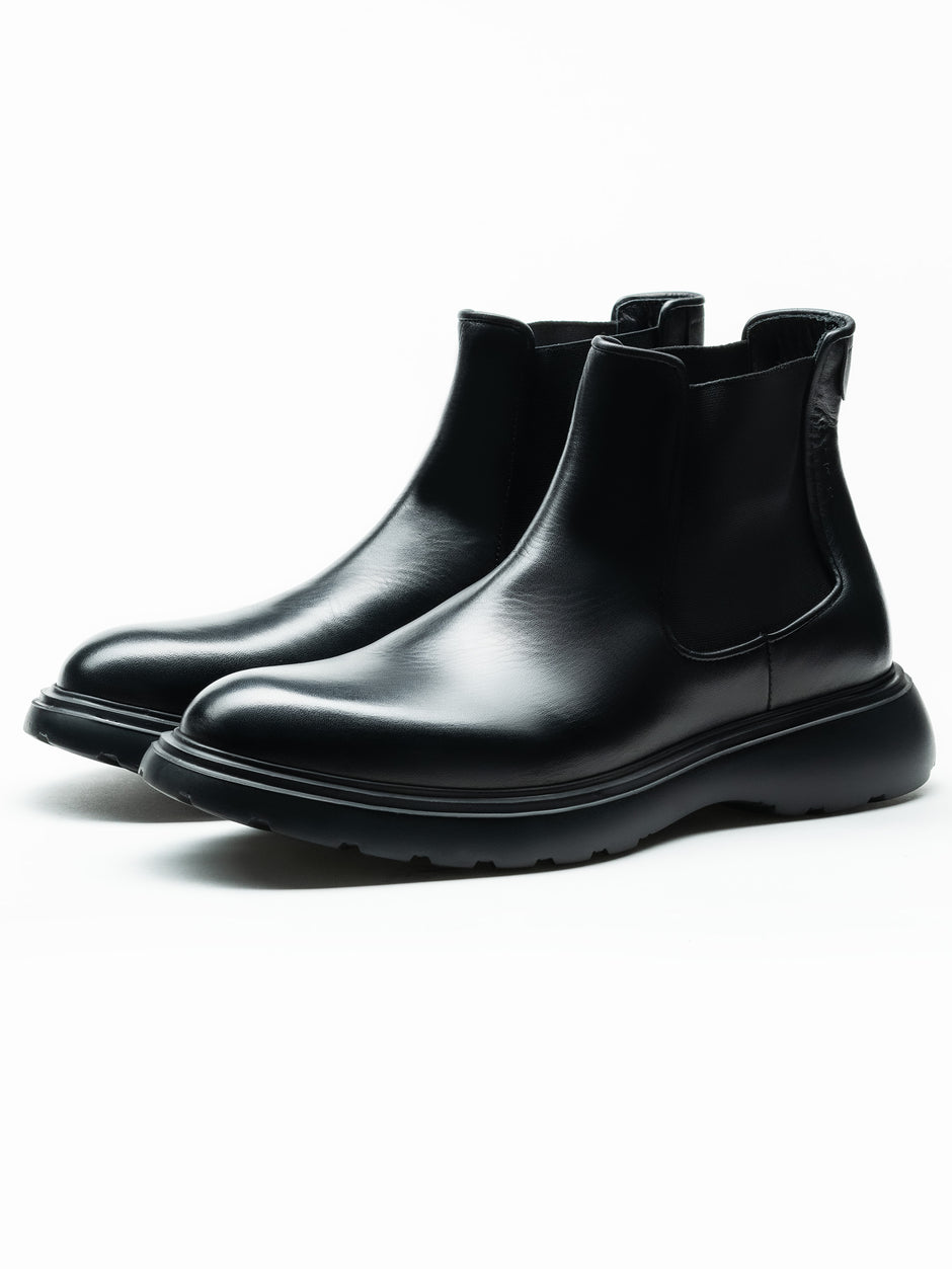 Ghete Barbati Negre De Iarna 100% Piele Naturala Cu Talpa Ortopedica Flexo City BMan146 (5)