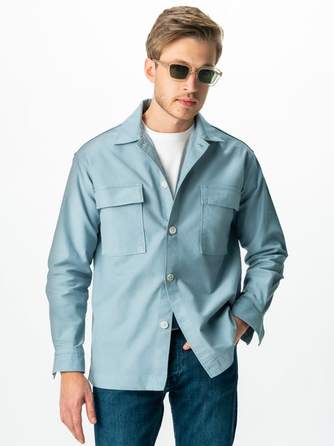 Jacheta Albastru Sky Tip Overshirt Camasa Barbati Sezon Toamna & Iarna Din Bumbac BMan0228 (7)