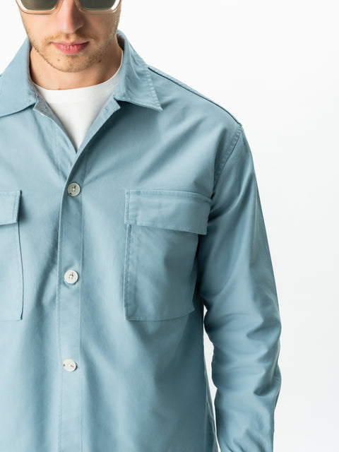 Jacheta Albastru Sky Tip Overshirt Camasa Barbati Sezon Toamna & Iarna Din Bumbac BMan0228 (2)