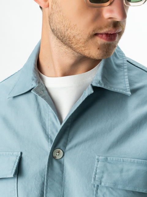 Jacheta Albastru Sky Tip Overshirt Camasa Barbati Sezon Toamna & Iarna Din Bumbac BMan0228 (5)