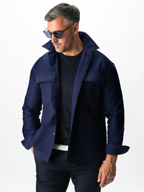 Jacheta Albastru Indigo Tip Overshirt Camasa Barbati Sezon Toamna & Iarna Din Bumbac BMan0228 (4)