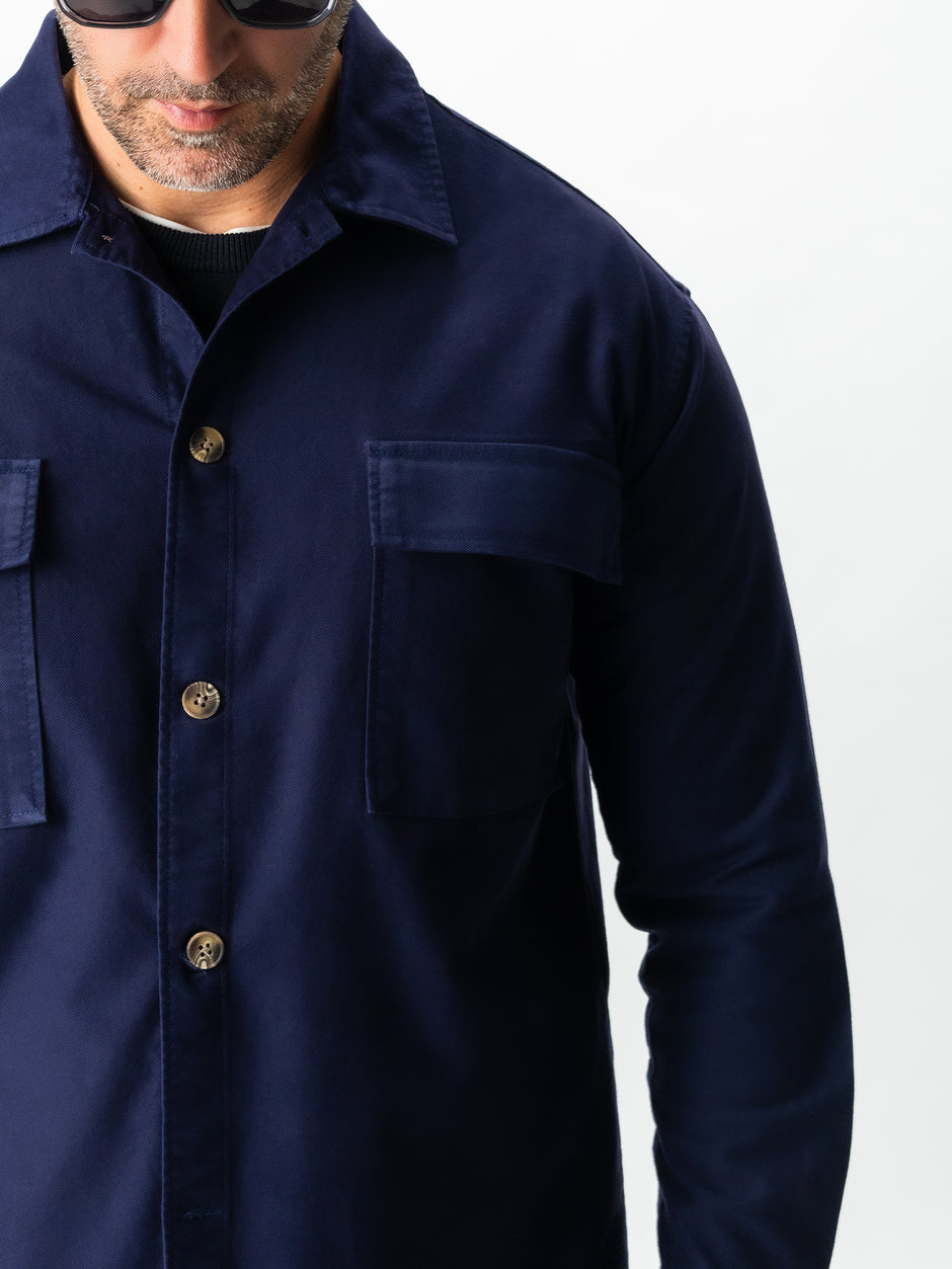 Jacheta Albastru Indigo Tip Overshirt Camasa Barbati Sezon Toamna & Iarna Din Bumbac BMan0228 (8)