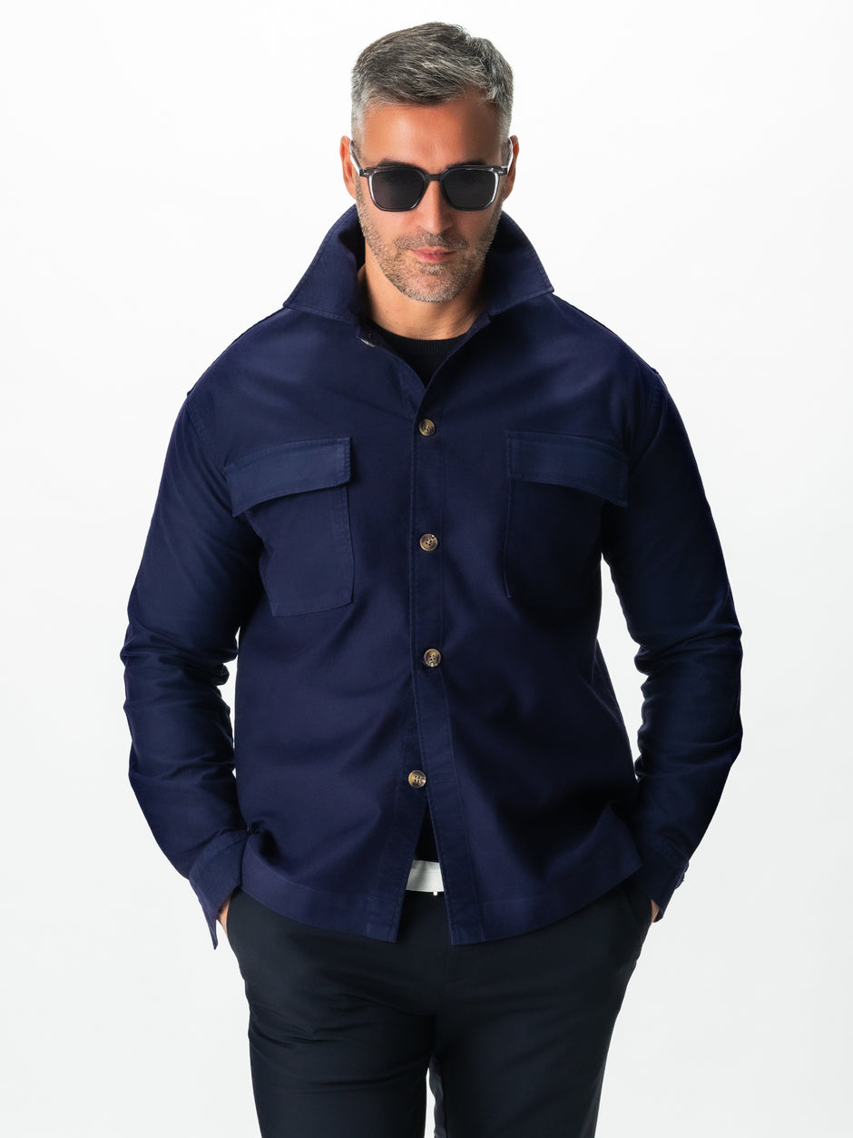 Jacheta Albastru Indigo Tip Overshirt Camasa Barbati Sezon Toamna & Iarna Din Bumbac BMan0228 (6)