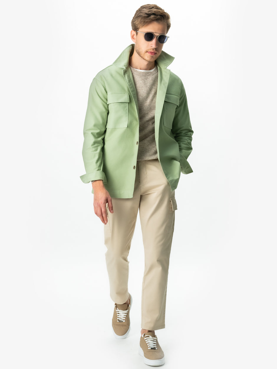 Jacheta Verde Apple Tip Overshirt Camasa Barbati Din Bumbac BMan0228 (2)