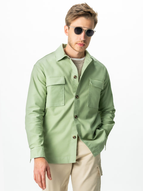 Jacheta Verde Apple Tip Overshirt Camasa Barbati Sezon Toamna & Iarna Din Bumbac BMan0228 (6)