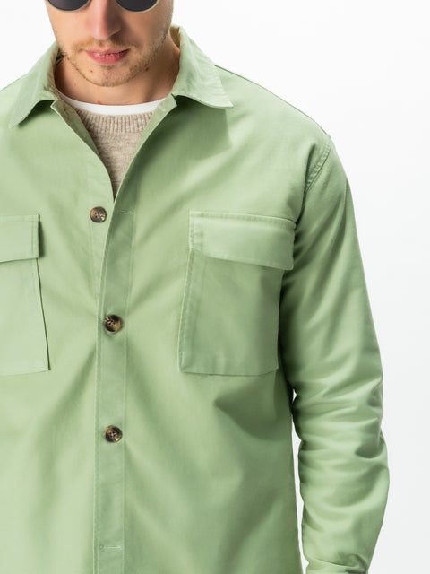 Jacheta Verde Apple Tip Overshirt Camasa Barbati Sezon Toamna & Iarna Din Bumbac BMan0228 (3)