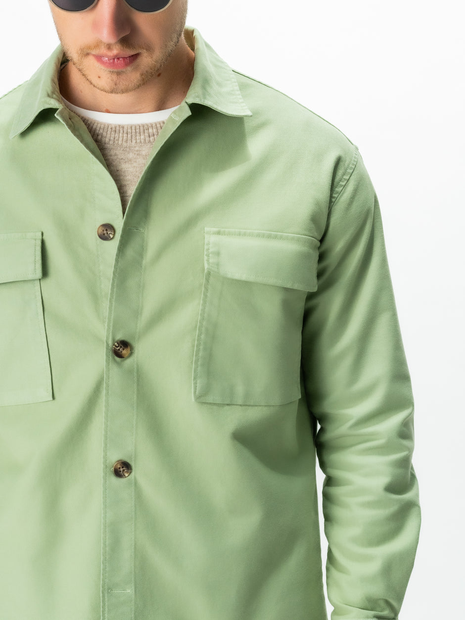 Jacheta Verde Apple Tip Overshirt Camasa Barbati Din Bumbac BMan0228 (3)