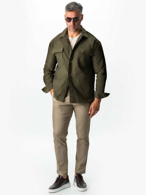 Jacheta Verde Kaki Tip Overshirt Camasa Barbati Sezon Toamna & Iarna Din Bumbac BMan0228 (7)
