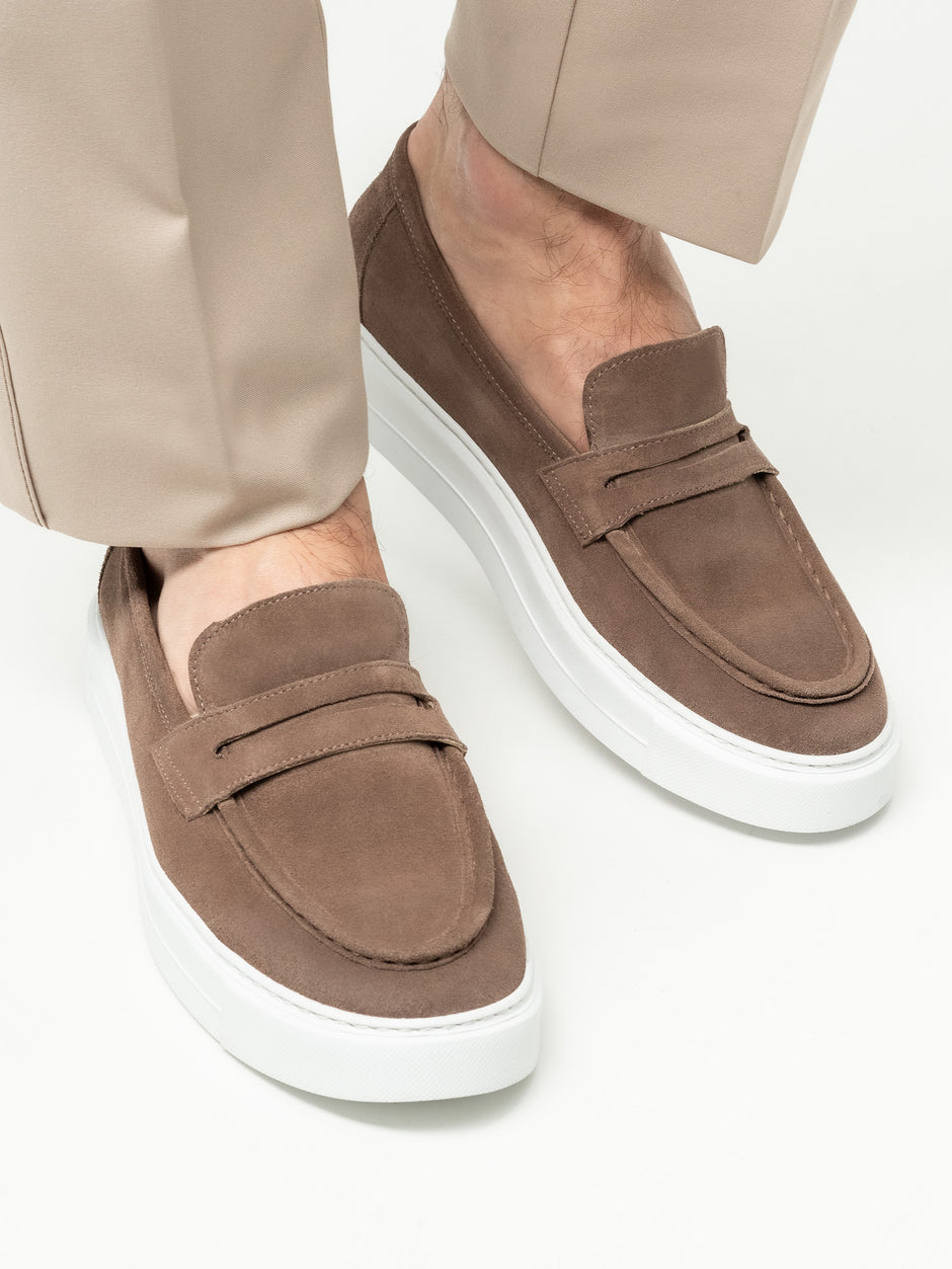Mocasini Barbati Bej Cappuccino Vara Piele Intoarsa Taupe BMan217 (7)