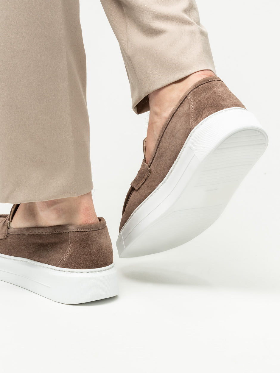 Mocasini Barbati Bej Cappuccino Vara Piele Intoarsa Taupe BMan217 (3)