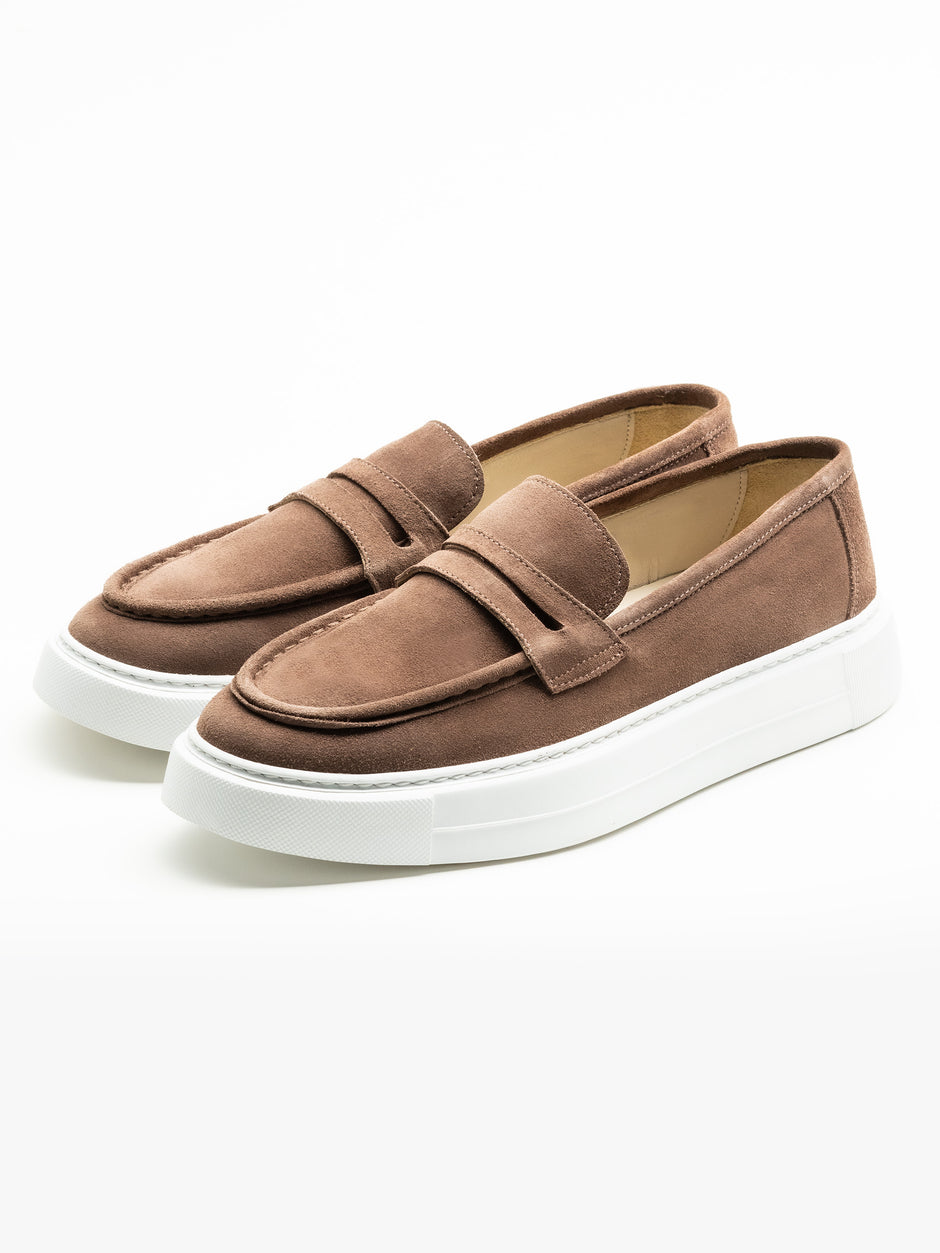 Mocasini Barbati Bej Cappuccino Vara Piele Intoarsa Taupe BMan217 (2)