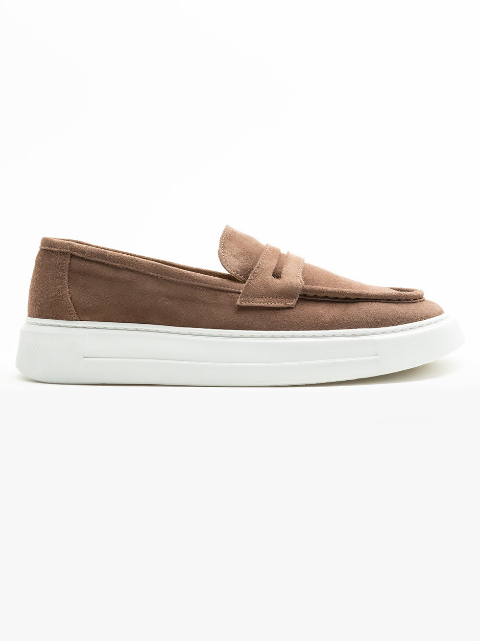 Mocasini Barbati Bej Cappuccino Vara Piele Intoarsa Taupe BMan217 (5)