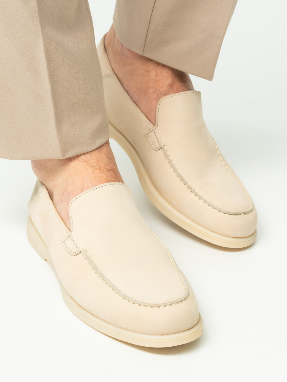 Mocasini Barbati Flexo De Vara Tip City Loafers Crem Piele Nubuc BMan197 (1)