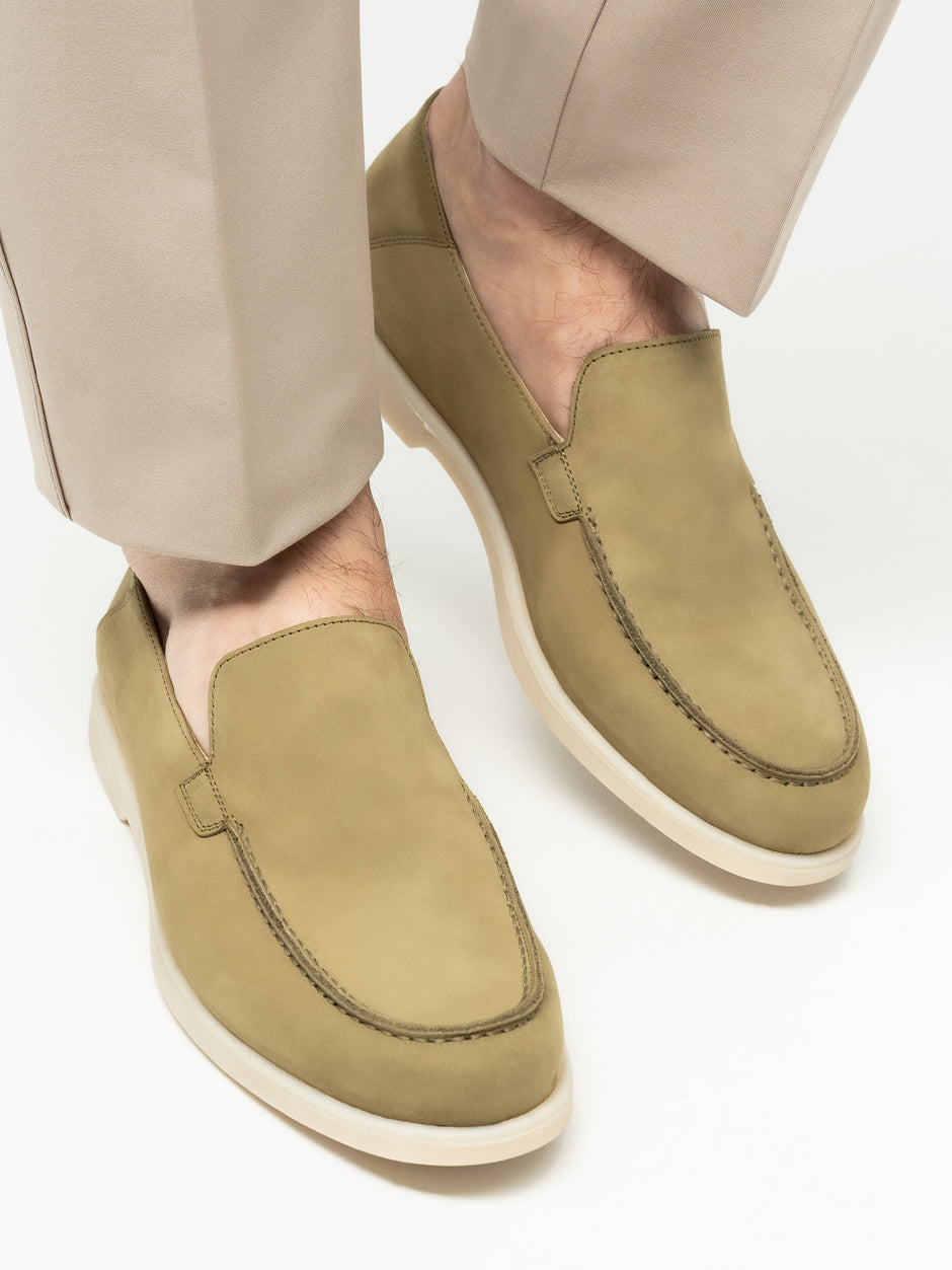 Mocasini Barbati Flexo De Vara Tip City Loafers Verde Fistic Piele Nubuc BMan197 (8)