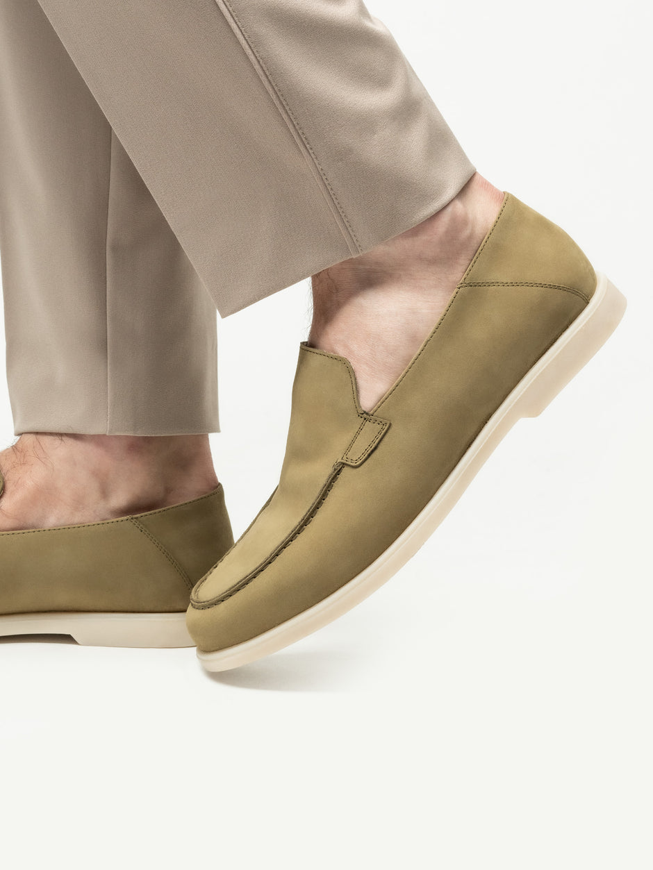 Mocasini Barbati Flexo De Vara Tip City Loafers Verde Fistic Piele Nubuc BMan197 (1)
