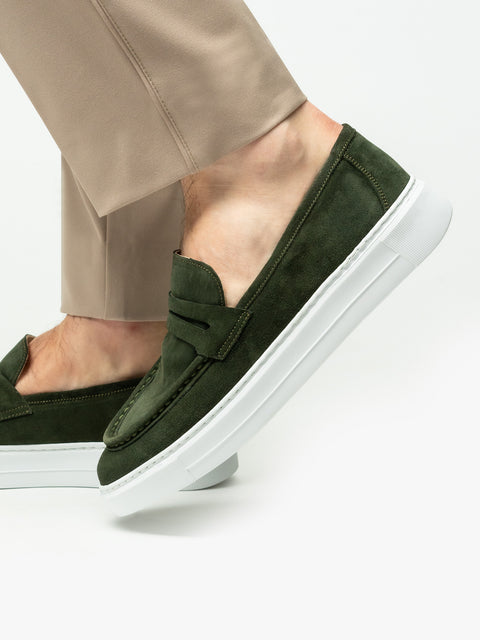 Mocasini Smart Casual Verde Barbati Vara Piele Intoarsa Naturala BMan217 (3)