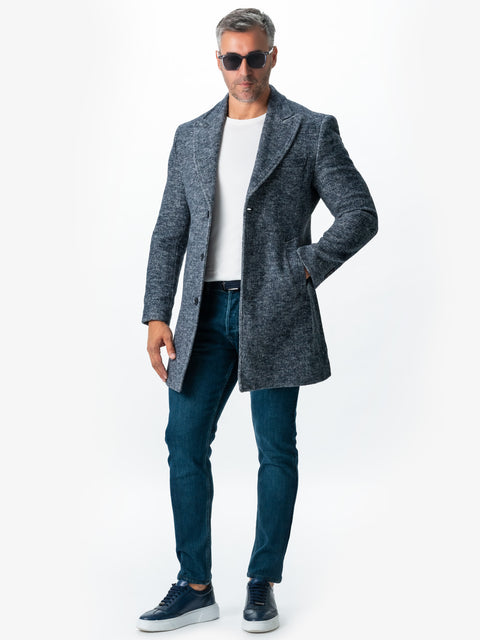 Palton Toamna Iarna Barbati Albastru Bleumarin Din Lana Imprimeu Twill BMan116 (2)