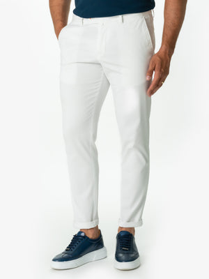 Pantaloni Barbati Chinos Albi Vara Din Bumbac Natural Santaderia BMan521