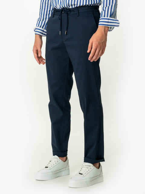 Pantaloni Flexo Cu Snur Barbati Bleumarin Bumbac Natural Santanderia BMan713 (6)