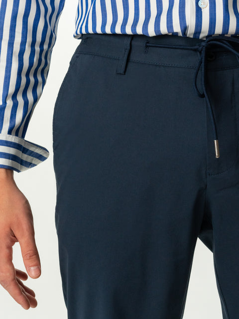 Pantaloni Flexo Cu Snur Barbati Bleumarin Bumbac Natural Santanderia BMan713 (3)