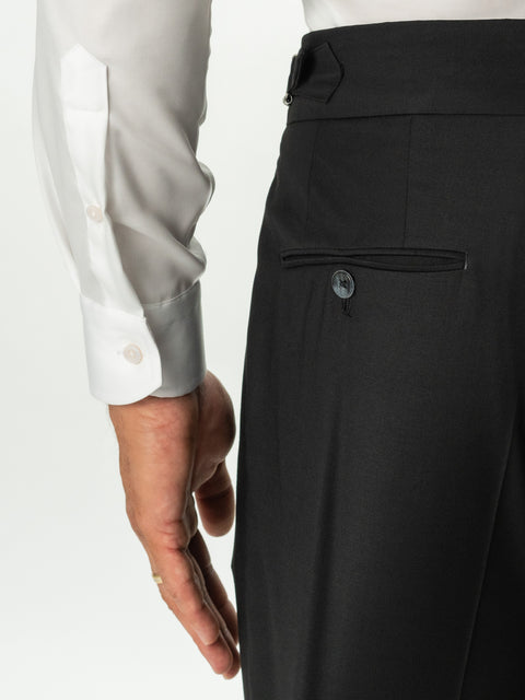 Pantaloni Eleganți Barbati Negri Cu Pens Design Gurkha Stofa Confort BMan703 (5)