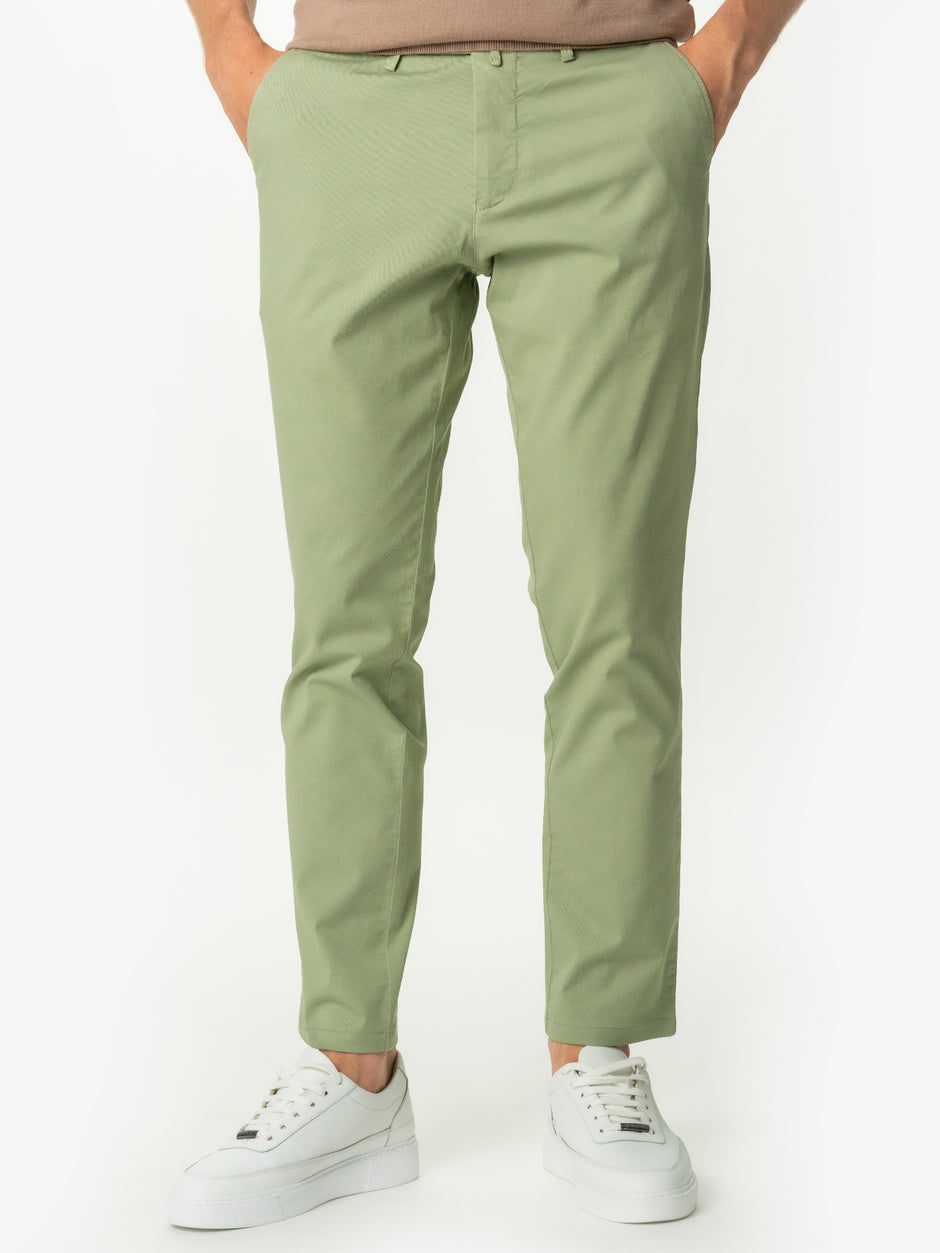 Pantaloni Casual Barbati Model Chinos Verde Lime Bumbac Natural Twill  BMan716 (1)