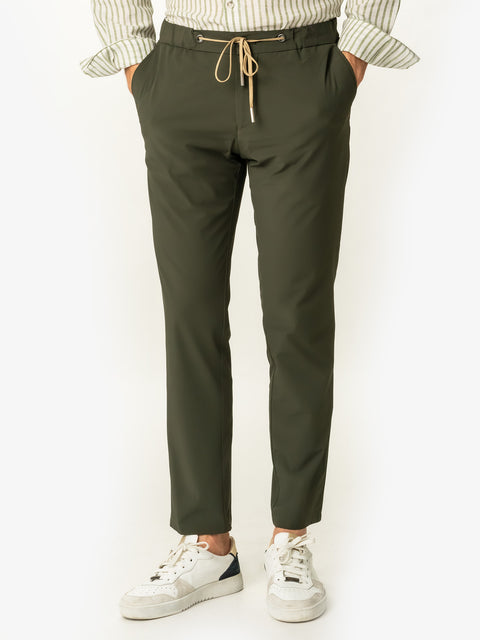 Pantaloni Flexo Barbati Cu Snur In Talie Verde Kaki BMan717 (3)