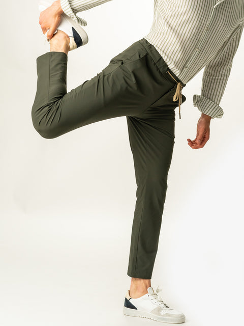 Pantaloni Flexo Barbati Cu Snur In Talie Verde Kaki BMan717 (5)