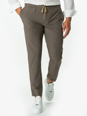 Pantaloni Flexo Barbati Cu Snur In Talie Bej Cappuccino BMan717