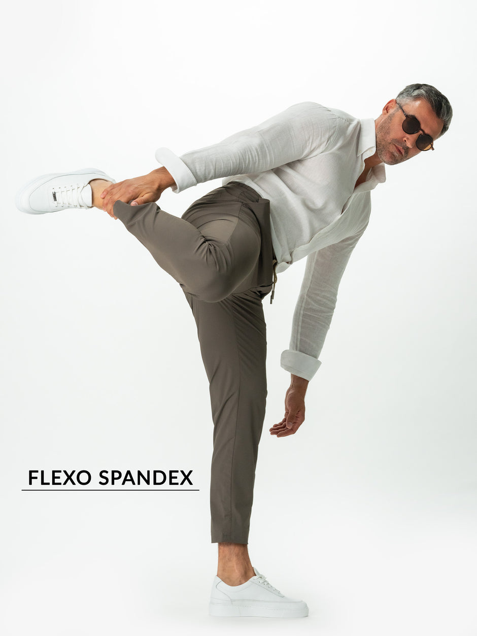 Pantaloni Flexo Barbati Cu Snur In Talie Bej Cappuccino BMan717 (2)