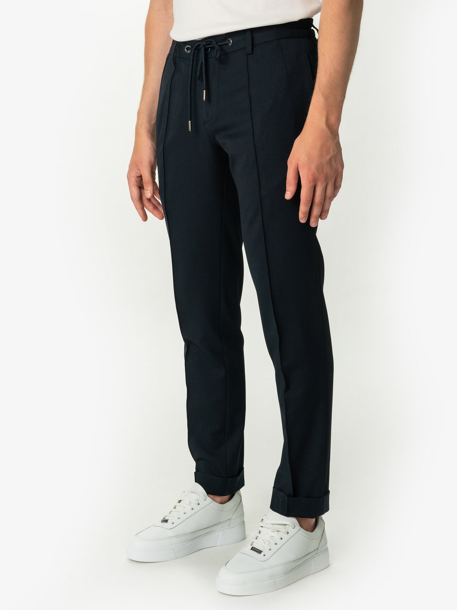 Pantaloni Bărbați City Flexo Casual Bleumarin Cu Siret Talie Elastică BMan709 (4)