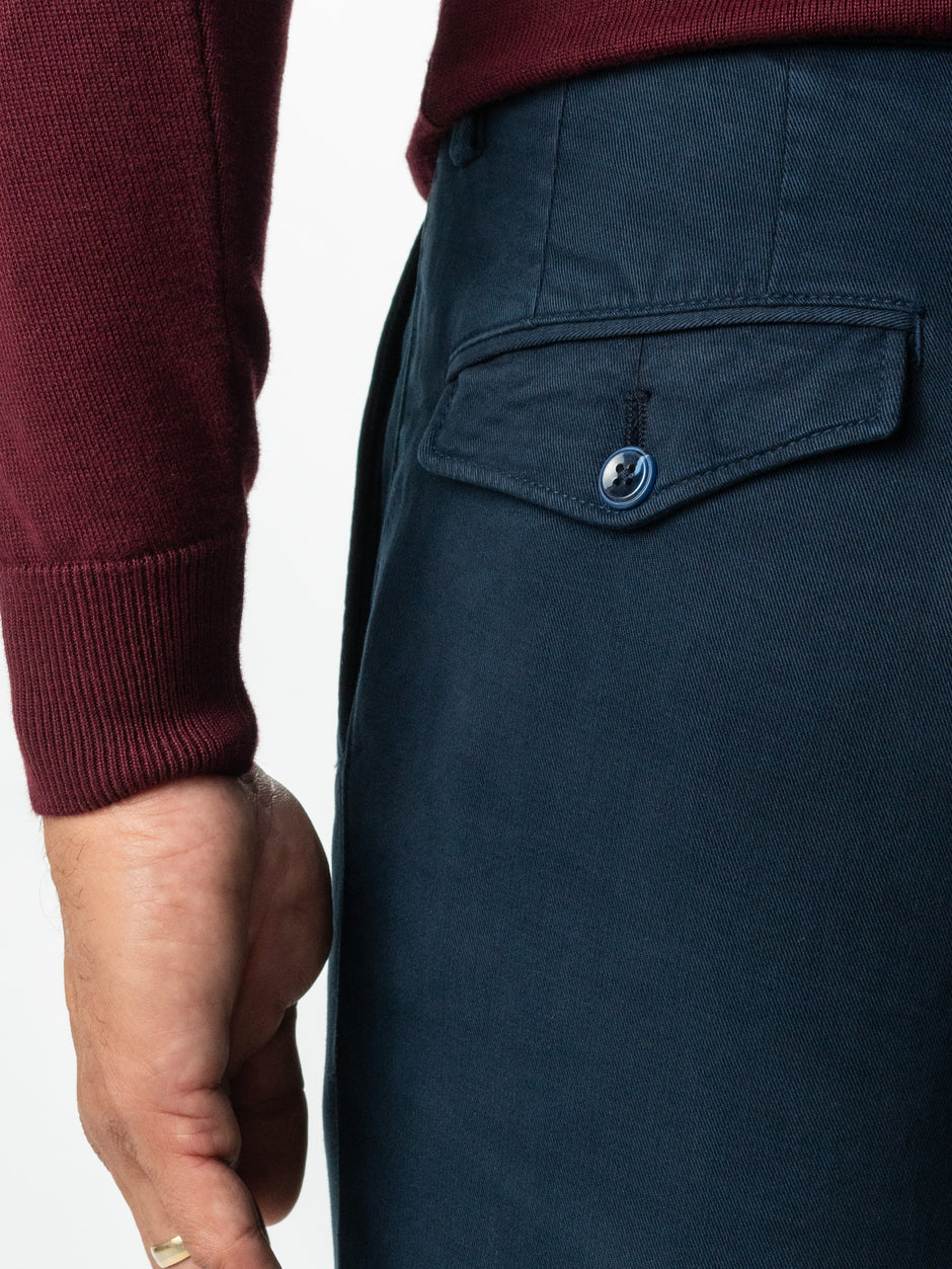 Pantaloni Casual Barbati Albastru Inchis Bumbac Natural Toamna & Iarna Design Chinos BMan521 (5)