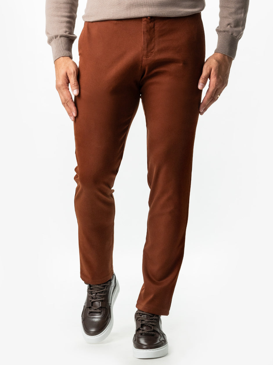 Pantaloni Casual Barbati Caramiziu Din Bumbac Natural Santanderia Design Chinos BMan521 (3)