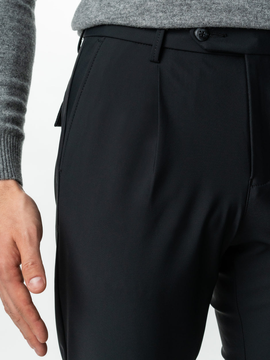Pantaloni Barbati Negri Confort Casual & Smart Premium Flexo Din Spandex Milano BMan721 (2)