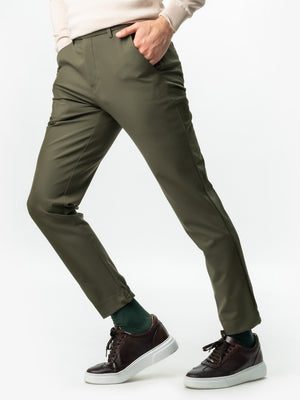 Pantaloni Barbati Verde Kaki Confort Casual & Smart Premium Flexo Din Spandex Milano BMan721