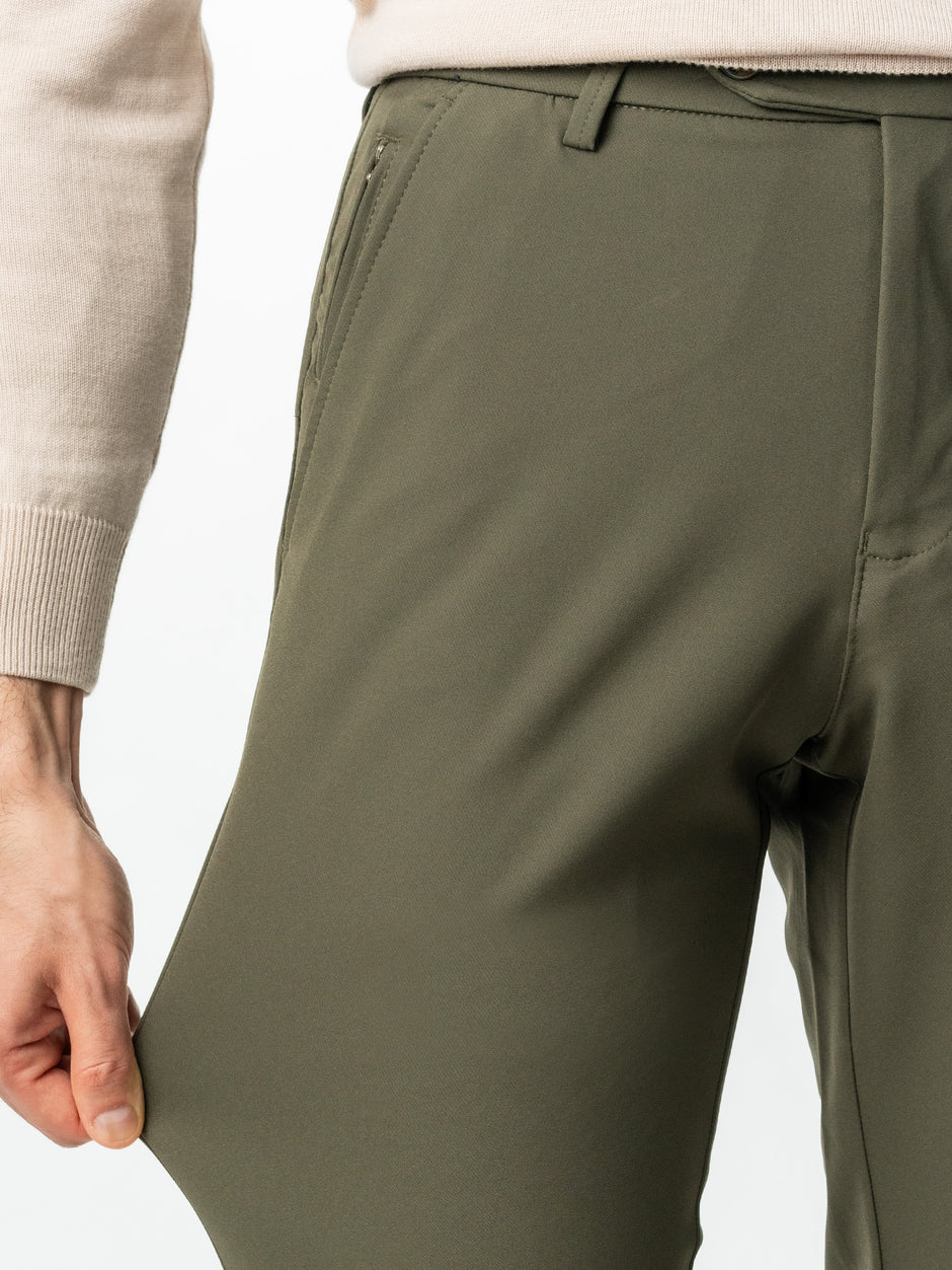 Pantaloni Barbati Verde Kaki Confort Casual & Smart Premium Flexo Din Spandex Milano BMan721 (8)