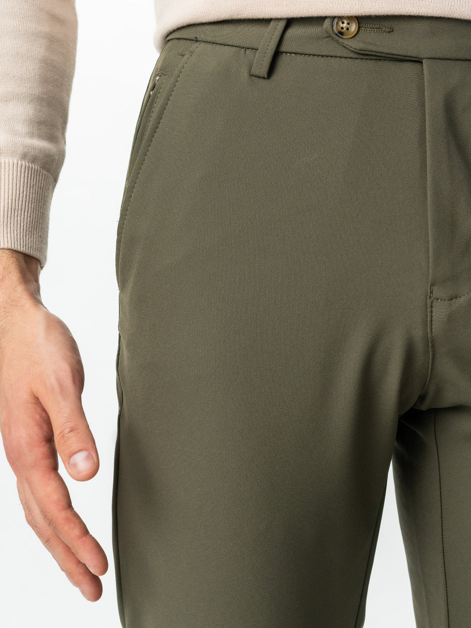 Pantaloni Barbati Verde Kaki Confort Casual & Smart Premium Flexo Din Spandex Milano BMan721 (2)