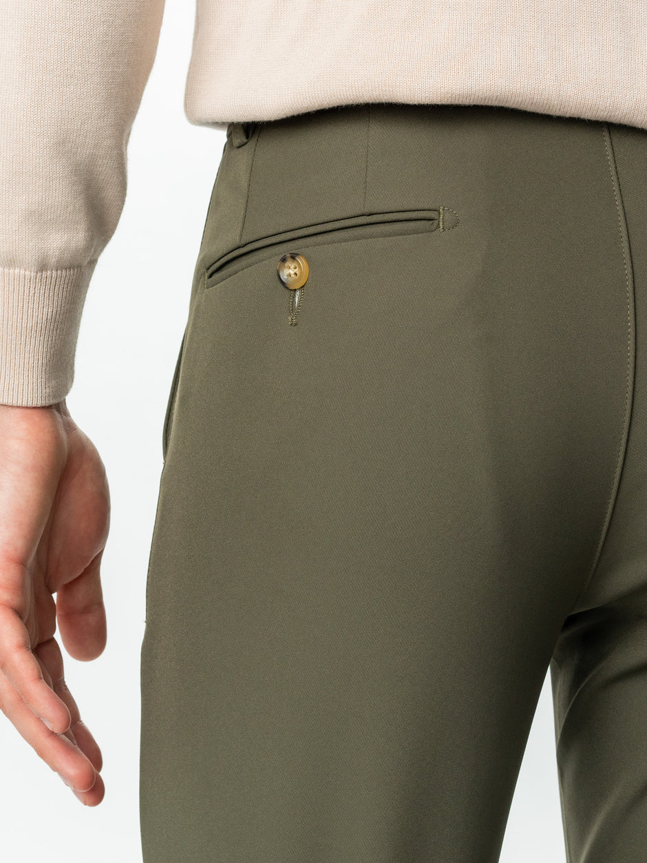 Pantaloni Barbati Verde Kaki Confort Casual & Smart Premium Flexo Din Spandex Milano BMan721 (6)