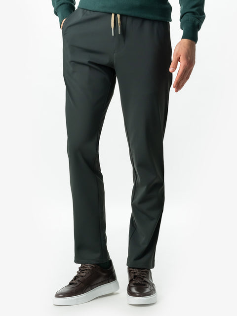 Pantaloni Casual Premium City Flexo Cu Snur Barbati Verde Inchis Spandex Milano BMan720 (1)